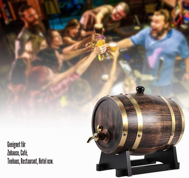 3L Weinfass Fass Wein Eichenfass 30 x 19 x 25 cm Retro Style Eiche Wein Holzfass mit Bock Stopfen Za