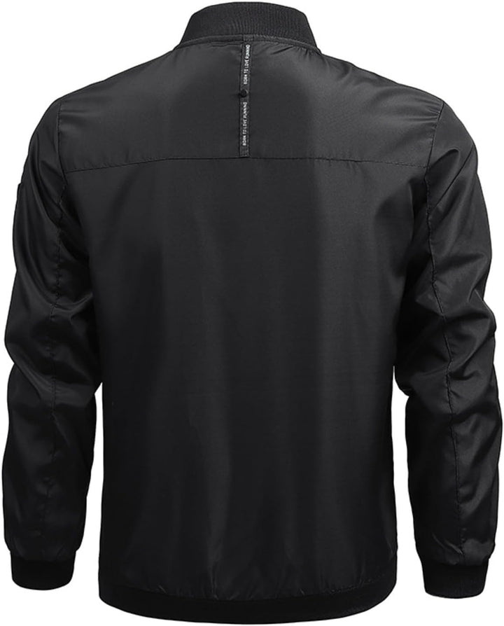 Herren Leichte Dünne Bomberjacke mit Ärmeltasche Blouson Jacke Übergangsjacke Stehkragen US Fliegerj