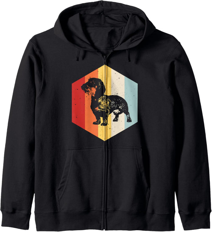 Retro Vintage Rauhaardackel Design Kapuzenjacke