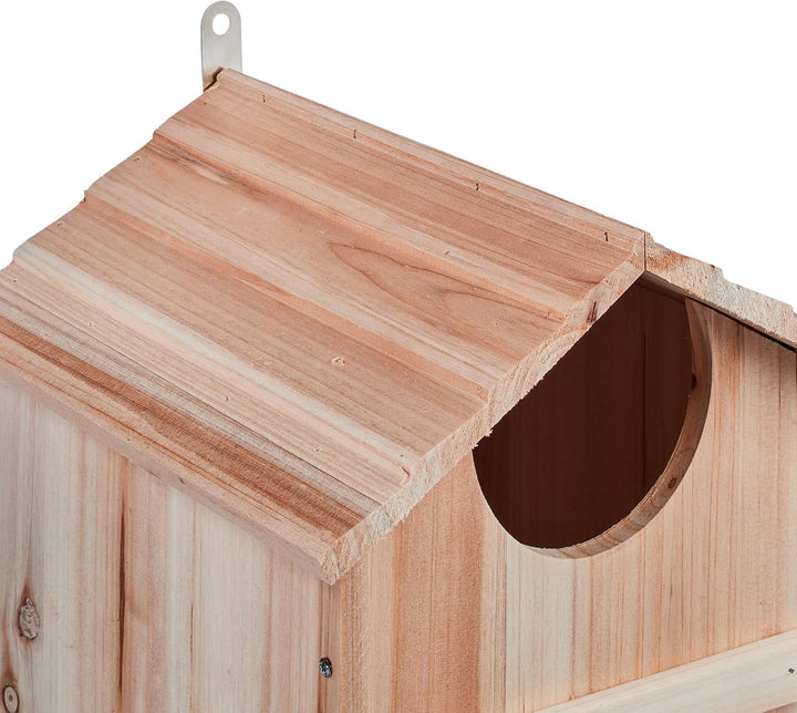 Relaxdays Eulen Nistkasten, Tannenholz, Einflugloch H x B: 9,5 x 9,5 cm, aufklappbar, Vogelhaus zum