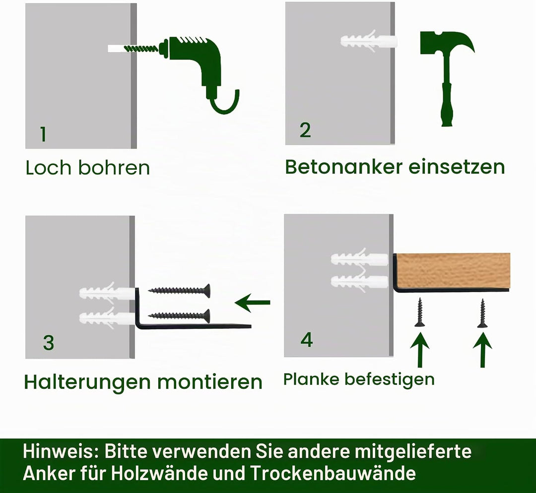 Robuste Regalhalterung, rustikale schwebende Regalhalterung für Regale, Wandmontage, 6 Stück, indust