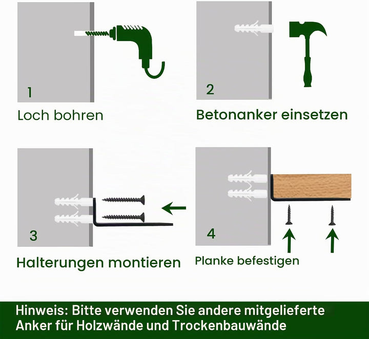 Robuste Regalhalterung, rustikale schwebende Regalhalterung für Regale, Wandmontage, 6 Stück, indust