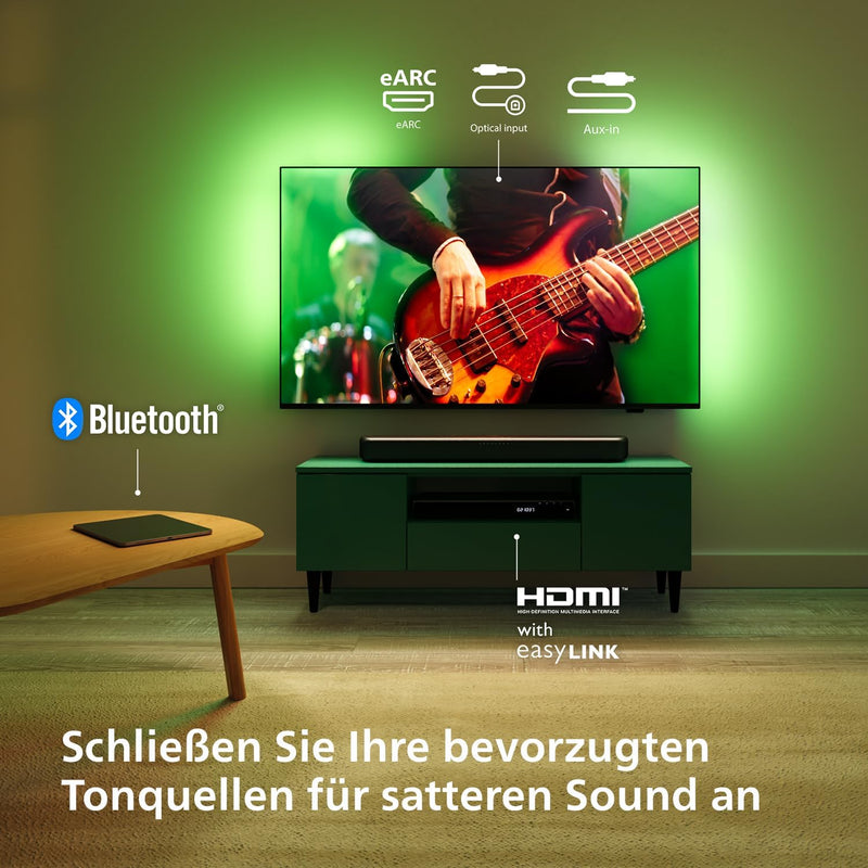 Philips TAB5109 Soundbar 2.0-2 Kanal 120W, DTS Virtual X, Bluetooth 5.4, HDMI ARC, optische Verbindu