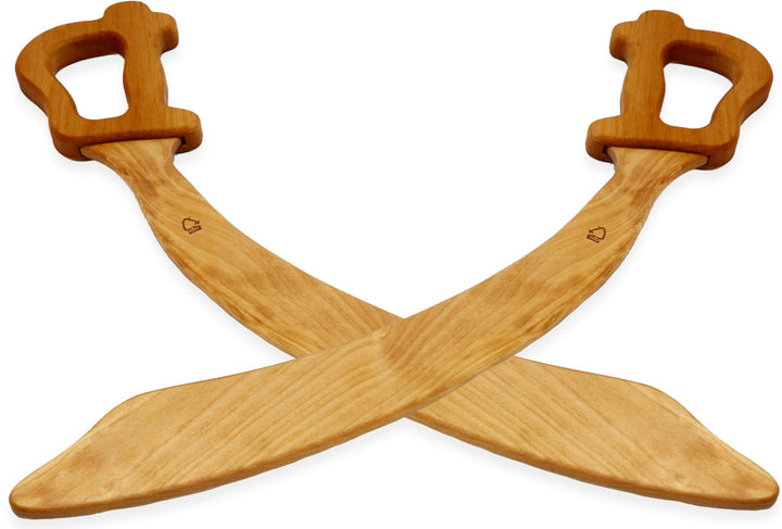 BestSaller 1121 Piratensäbel aus Holz, 56cm lang, Natur geölt (2 Stück) Natur 2 Stück, Natur 2 Stück