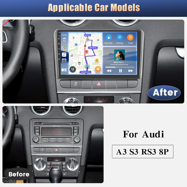 Hikity 8Cores 2+64G Autoradio Navi Für Audi A3 S3 RS3 8P Wireless Carplay Android Auto, Android 15 9