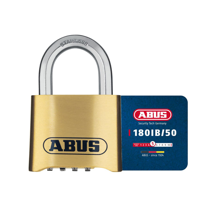 ABUS Zahlenschloss 180IB/50 - Vorhängeschloss aus Messing - wetterfest - mit individuell einstellbar