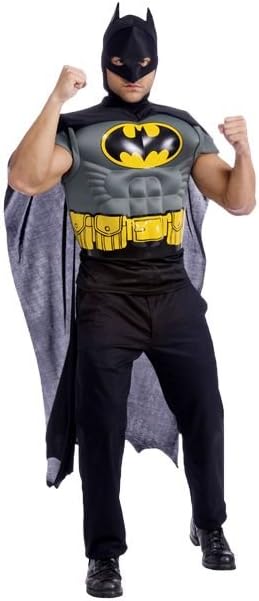 Batman Kostüm mit Muskeln Maske und Umhang XL Mehrfarbig, XL Mehrfarbig