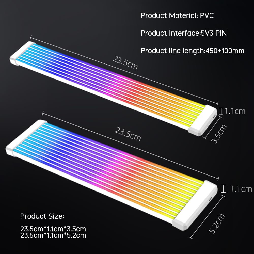 TZMRIT PC Kabel Rgb,ARGB PSU Kabelabdeckungs Kabelverlängerung, RGB Stromverlängerungskabelabdeckung