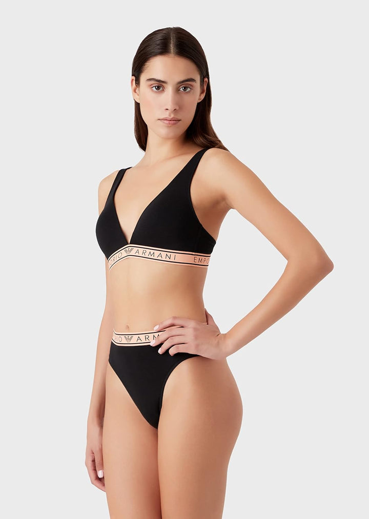 Emporio Armani Damen Women's Iconic Logoband Padded Bra L Schwarz, L Schwarz