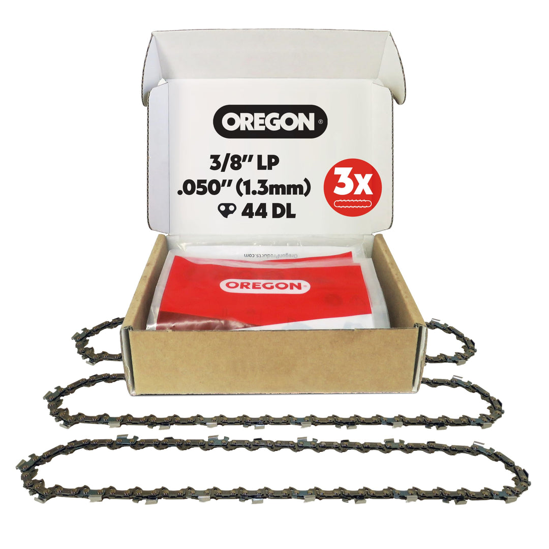 Oregon Sägekette mit 44 Antriebsgliedern, 3er-Pack Sägekette 3/8" Niedrigprofil-Kette, 30 cm Schnitt