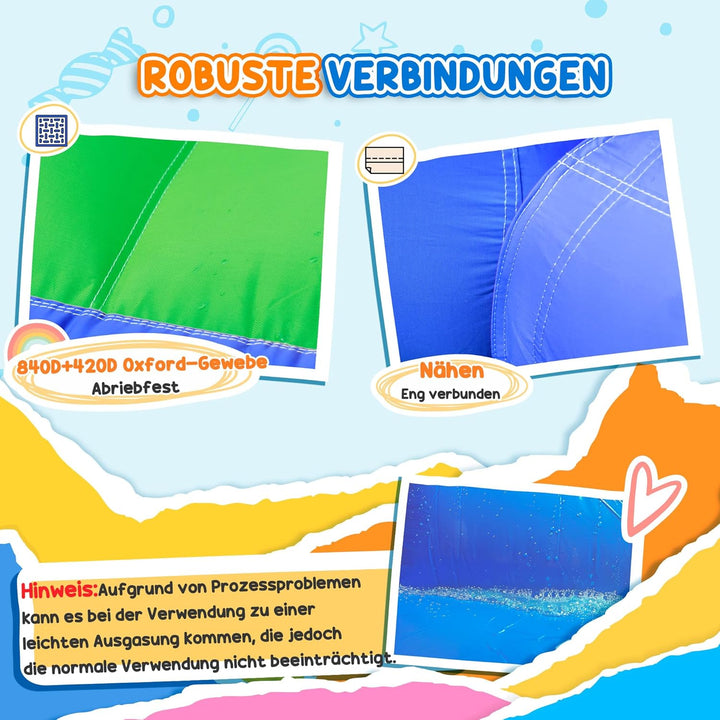 Outsunny Aufblasbare Hüpfburg mit Gebläse, Wasserspielcenter inkl. Sicherheitsnetz, Wasserrutsche, S