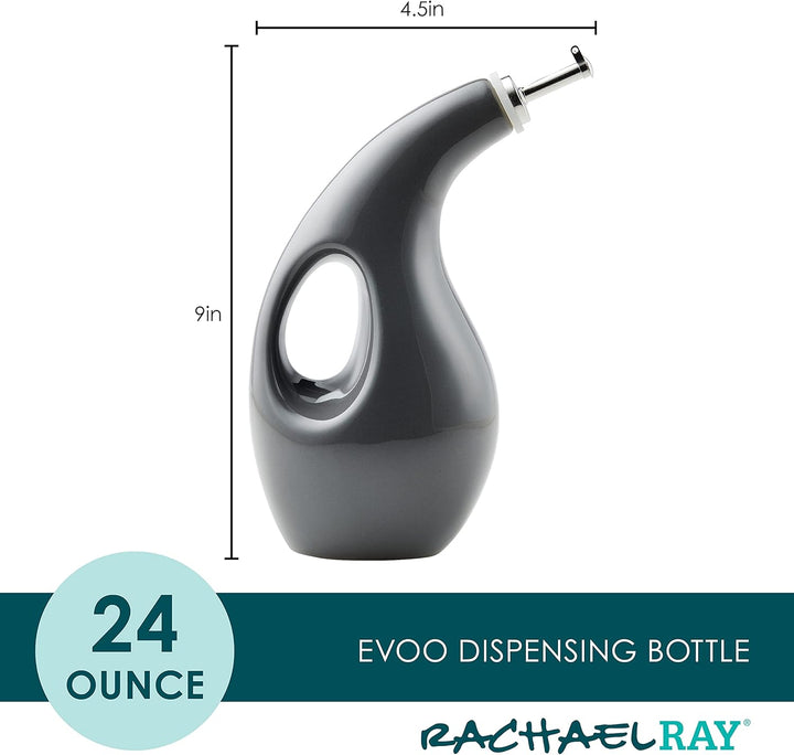 Rachael Ray 48465 EVOO Öl- und Essigspender aus Keramik, mit Ausguss, 680 ml, Dunkelgrau, Dunkelgrau