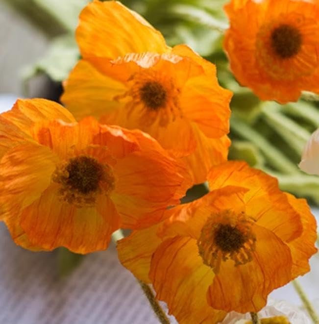 DUYONE Künstliche Mohnblumen-Seide, 6 Stiele, für Heimdekoration, Hochzeitsstrauss, Kunstblumen-Mitt