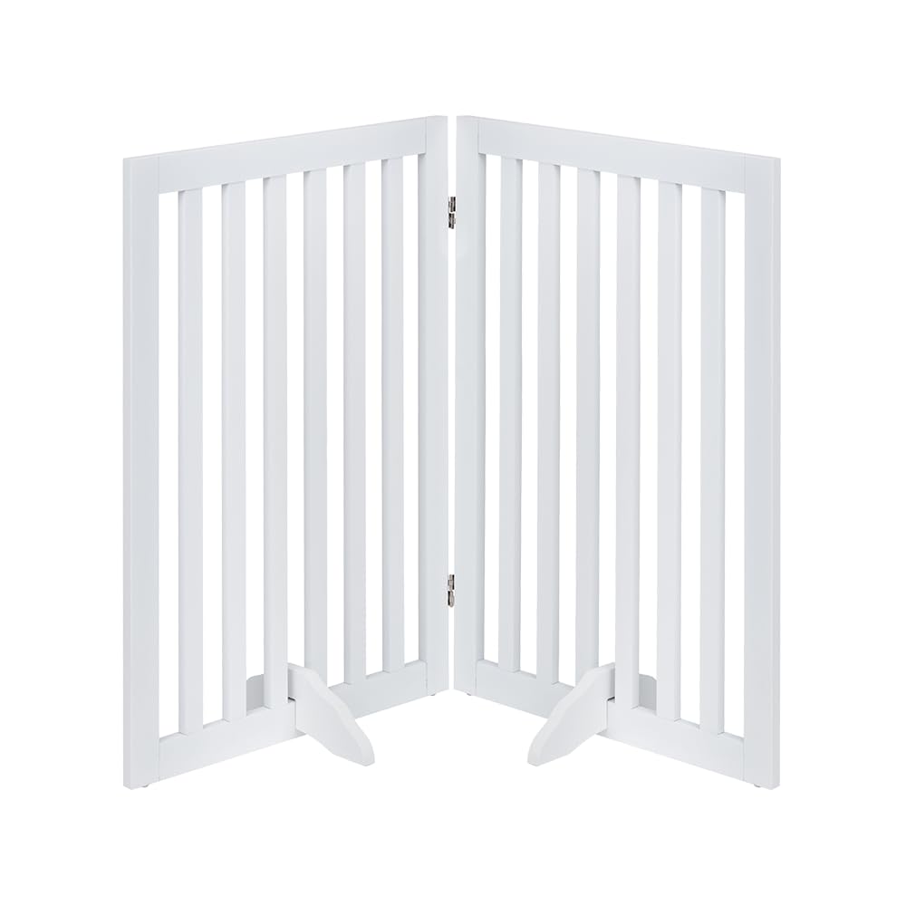 unipaws 91 cm freistehendes Haustiergitter für Hunde &amp; Katzen, Faltbarer Holzzaun für Tür, Treppe &amp;