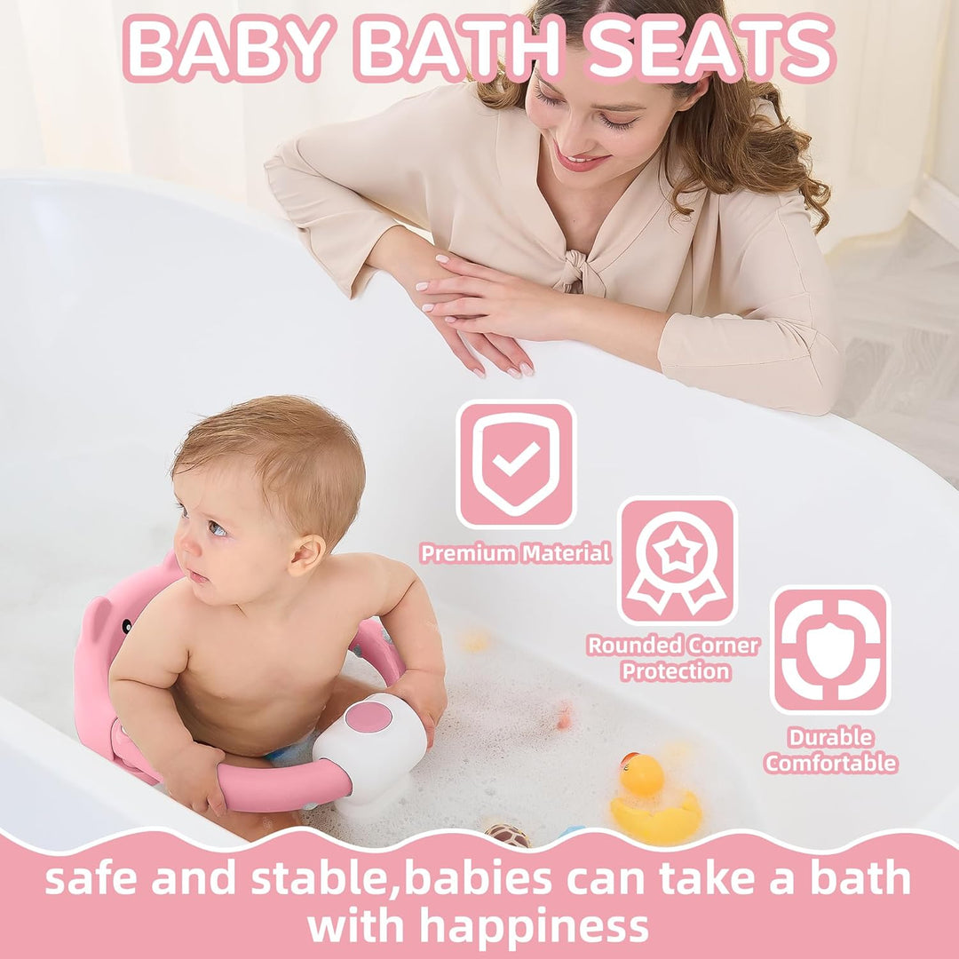 Badewannensitz Baby ab 6 Monate, Bär Rutschfester Badesitz Baby mit 4 Saugnäpfen und Kissen für Klei