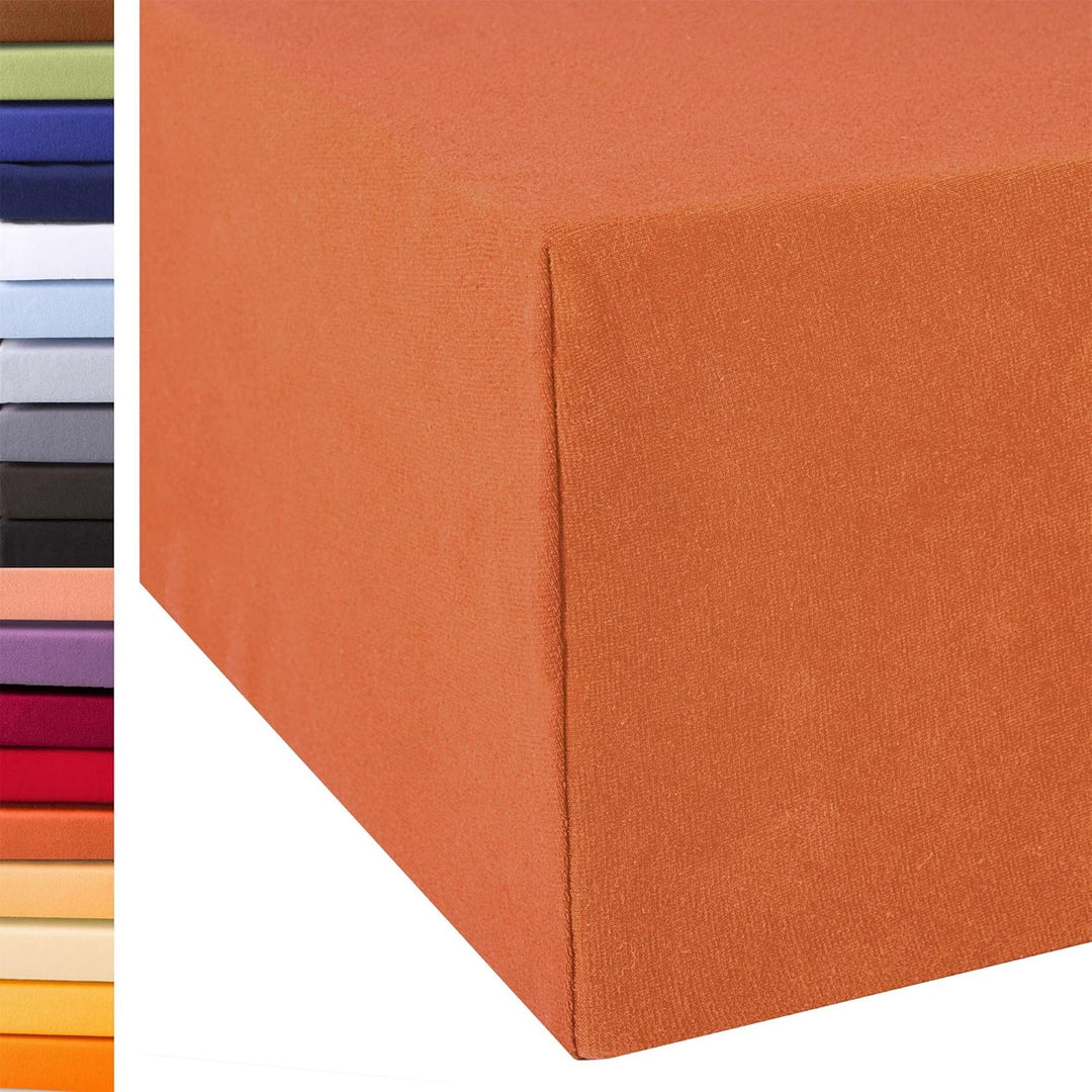 aqua-textil Exclusiv Spannbettlaken 200x220-220x240 cm terrakotta Jersey Baumwolle 230g/qm Spannbett