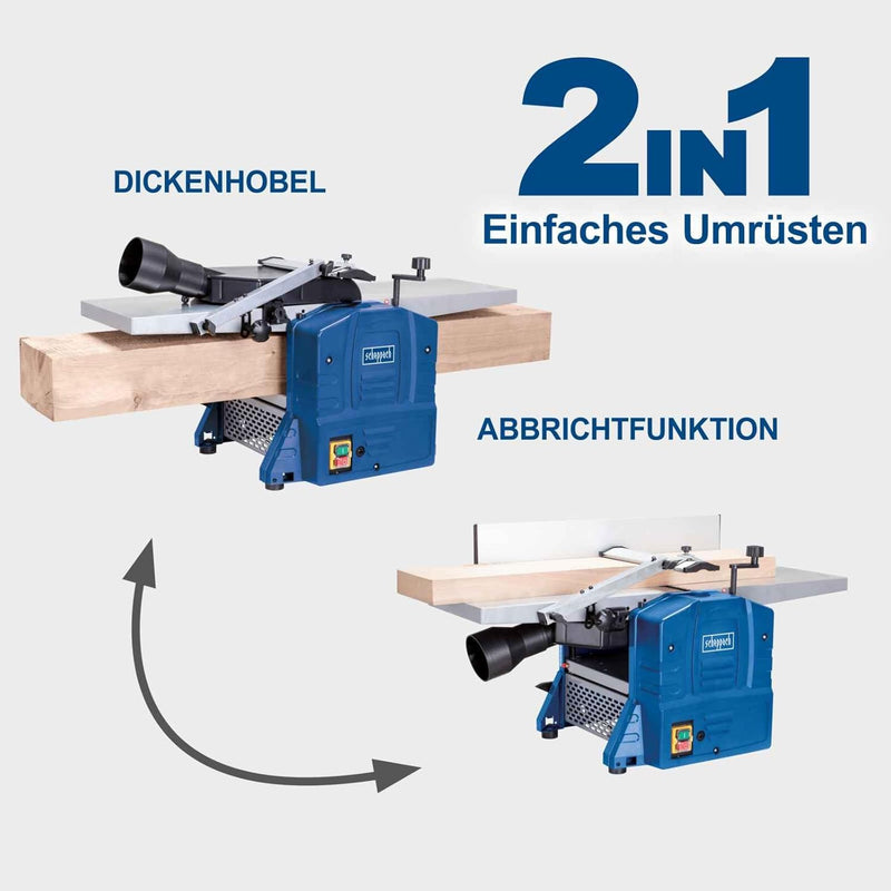 Scheppach Abricht- und Dickenhobelmaschine HMS860 Hobelmaschine Hobel | 1500W Leistung | 2 HS-Hobelm