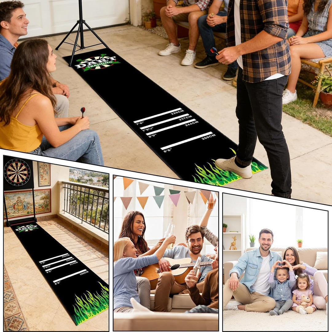 Generisch Darts Matte - rutschfeste Stossdämpfende Matte | mit 4 Wurfabständen 300x34 cm Dartteppich