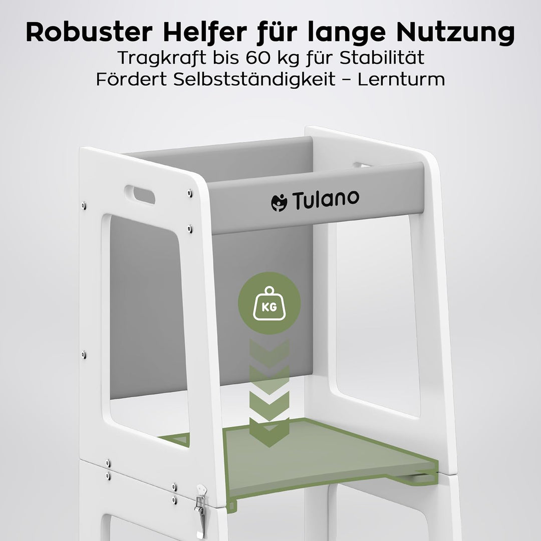 Tulano Mooby 35 Lernturm 3 in 1 für Kinder ab 1 Jahr – Montessori Kitchen Helper umbaubar zu Tisch m