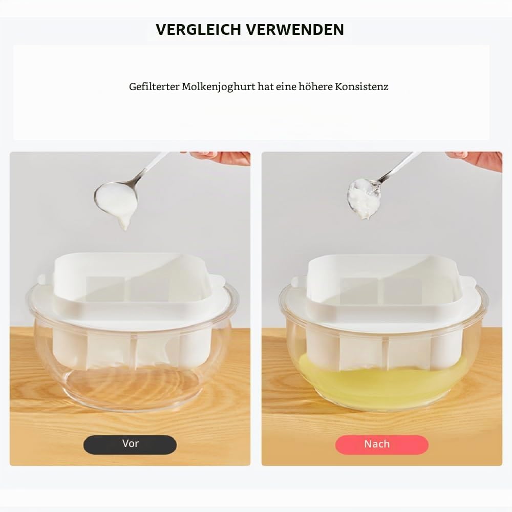 Feine Filtersiebe Joghurt Sieb mit Deckel,Wiederverwendbarer Joghurt Molke Separator,3000ML Griechis
