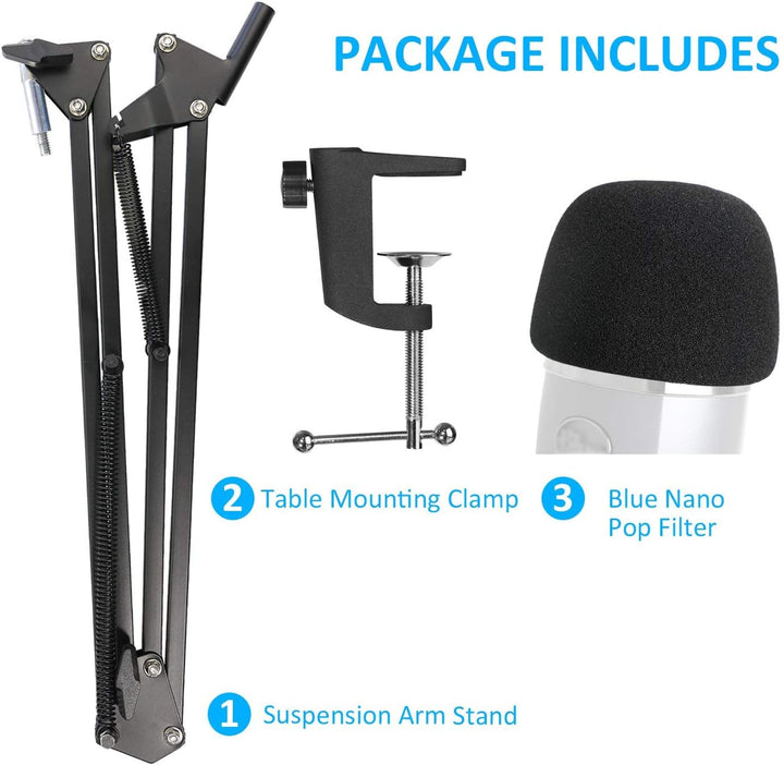 Blue Yeti Nano Arm mit Pop Filter - Mikrofon Arm mit Popschutz für Blue Yeti Nano Mic von YOUSHARES