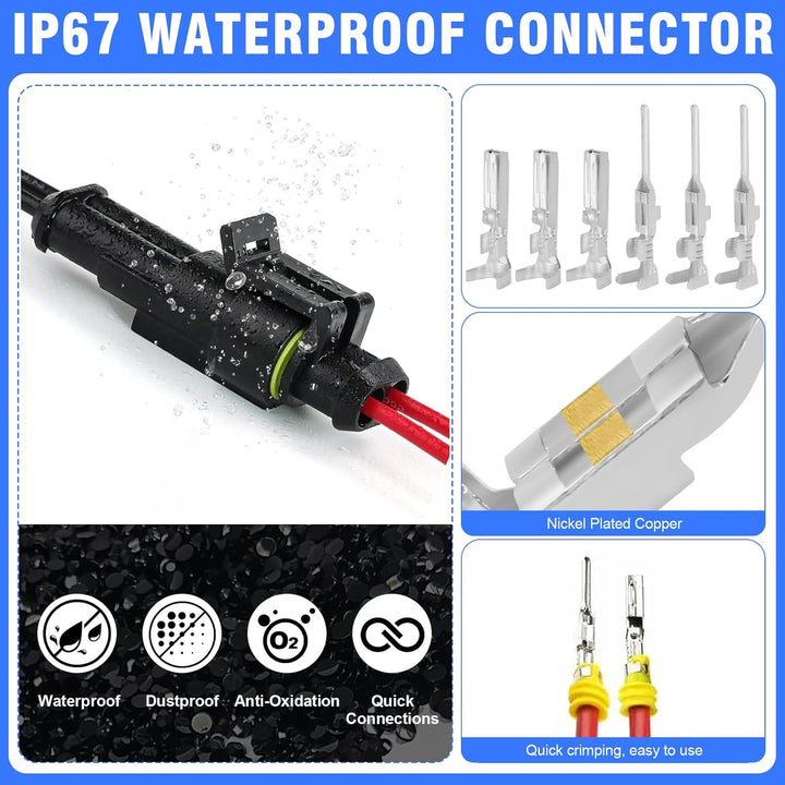 731 Stück Crimpzange Wasserdicht Kfz Stecker Set, Crimpzange(0.5-2.5mm²), mit 1/2/3/4 Pin Kabelsteck