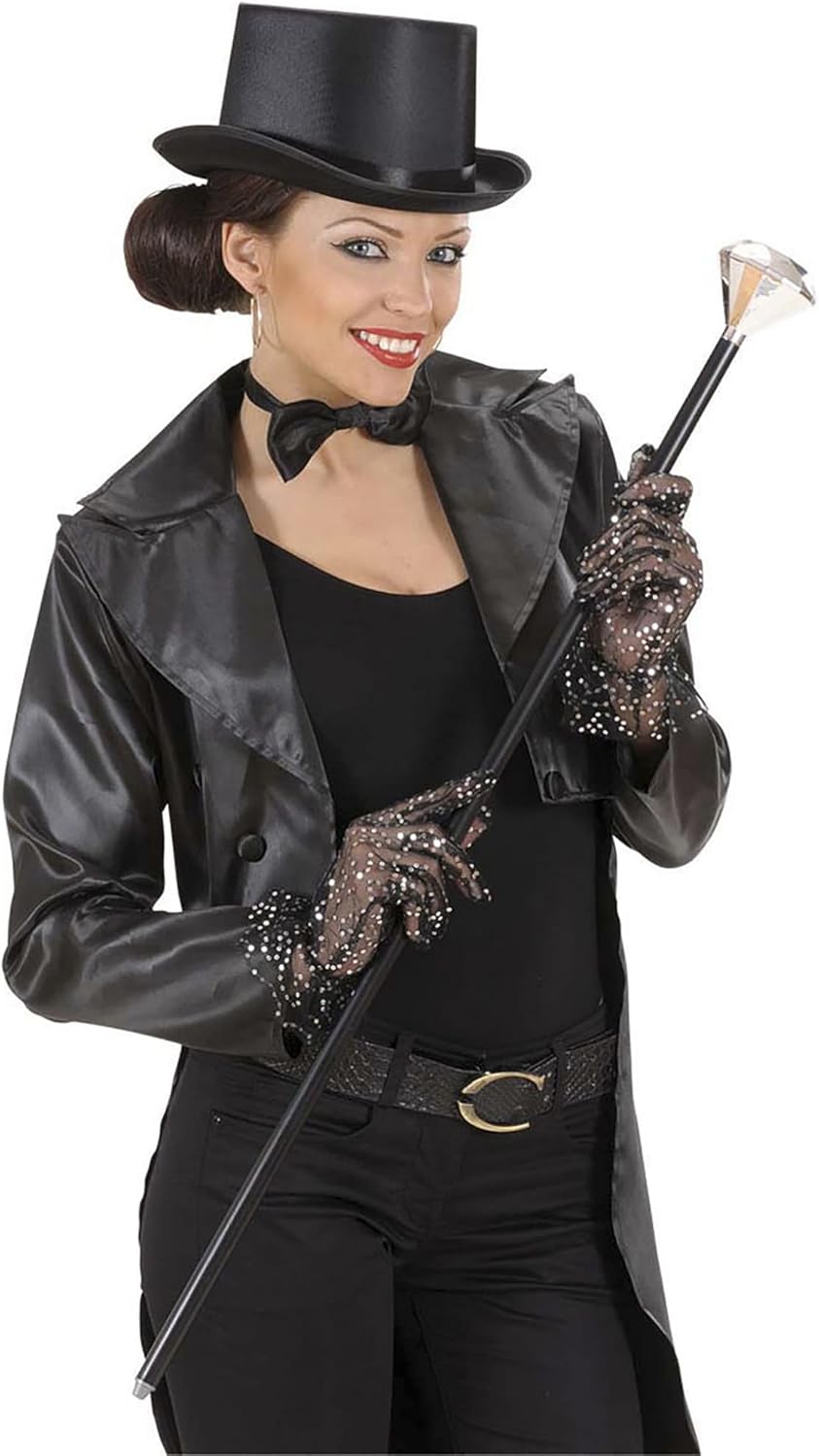 W WIDMANN MILANO Party Fashion 3022D - Stock mit Diamant, 90 cm, schwarz-silber, Kostümzubehör, Acce