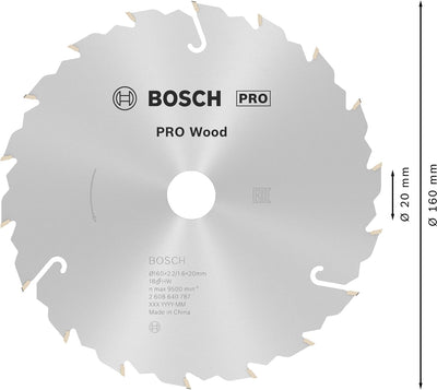 Bosch 1x PRO Wood Kreissägeblatt für Akku-Handkreissägen (für Weichholz, Hartholz, Ø mm, Professiona