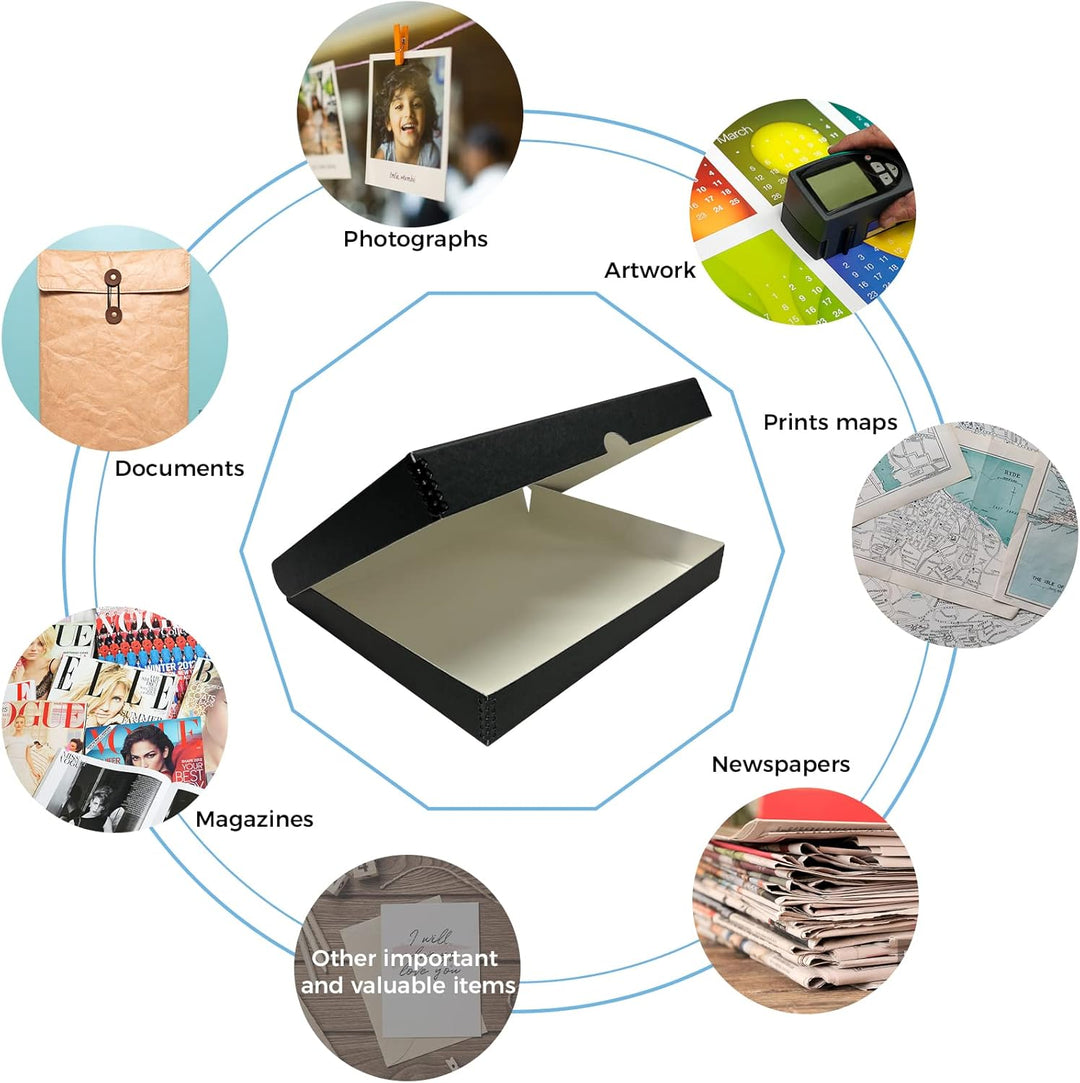 Lineco 27,9 x 35,6 cm Klapp Folio Aufbewahrungsbox, 4,4 cm, Metall Tiefer Rand Archivierung Faltscha