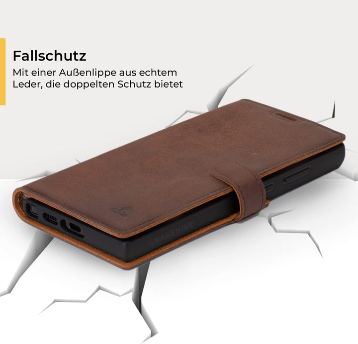 Snakehive Galaxy S23 Ultra Hülle Leder | Stylische Handyhülle mit Kartenhalter & Standfuss | Handyhü