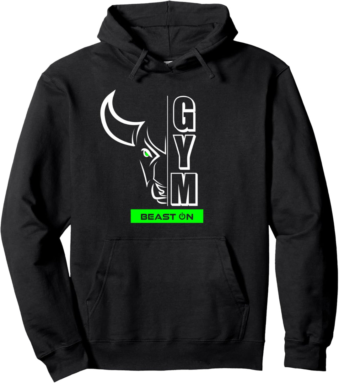 Stier Kopf Bullen Kopf Grün Gym Workout Fitness Training Pullover Hoodie