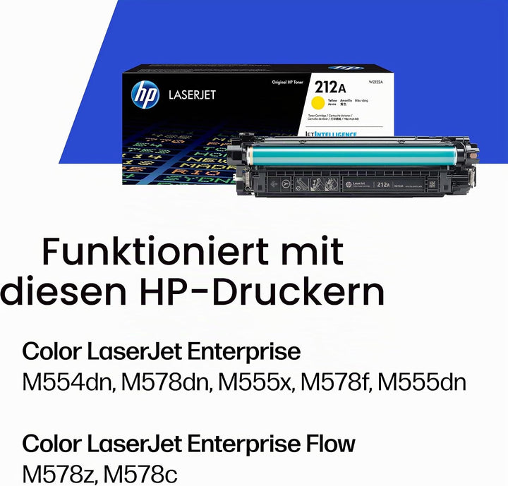HP 212A (W2122A) Gelb Original Toner für HP Color LaserJet Enterprise M554, M555, M578 Standart Gelb