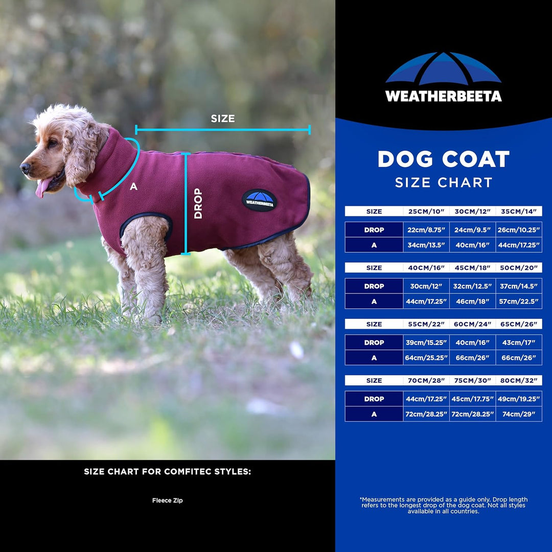 2022 Weatherbeeta Comfitec Fleece Zip Dog Coat 1003457 - Navy/Red - 40cm, 40cm