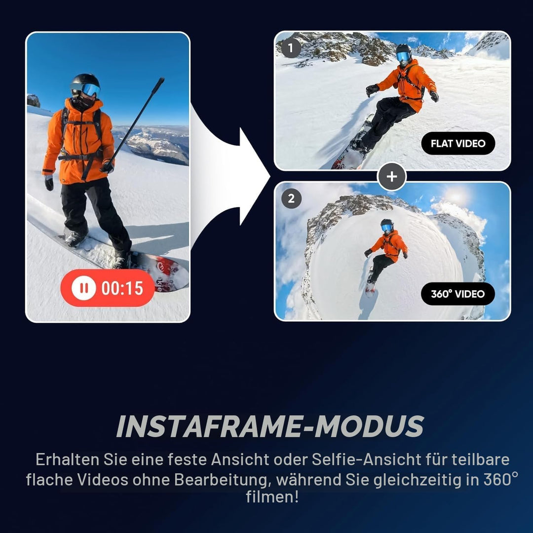 Insta360 X5 - wasserdichte 8K 360° Action-Kamera, führend bei schwachem Licht, unsichtbarer Selfie-S