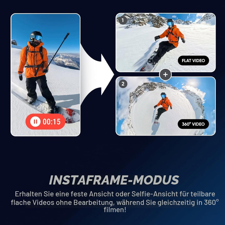Insta360 X5 - wasserdichte 8K 360° Action-Kamera, führend bei schwachem Licht, unsichtbarer Selfie-S