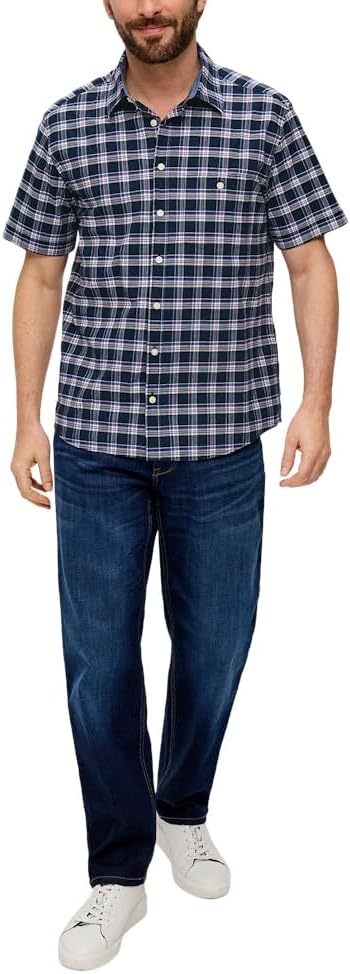 s.Oliver Herren Hemd Kurzarm XL Blau 58n4, XL Blau 58n4