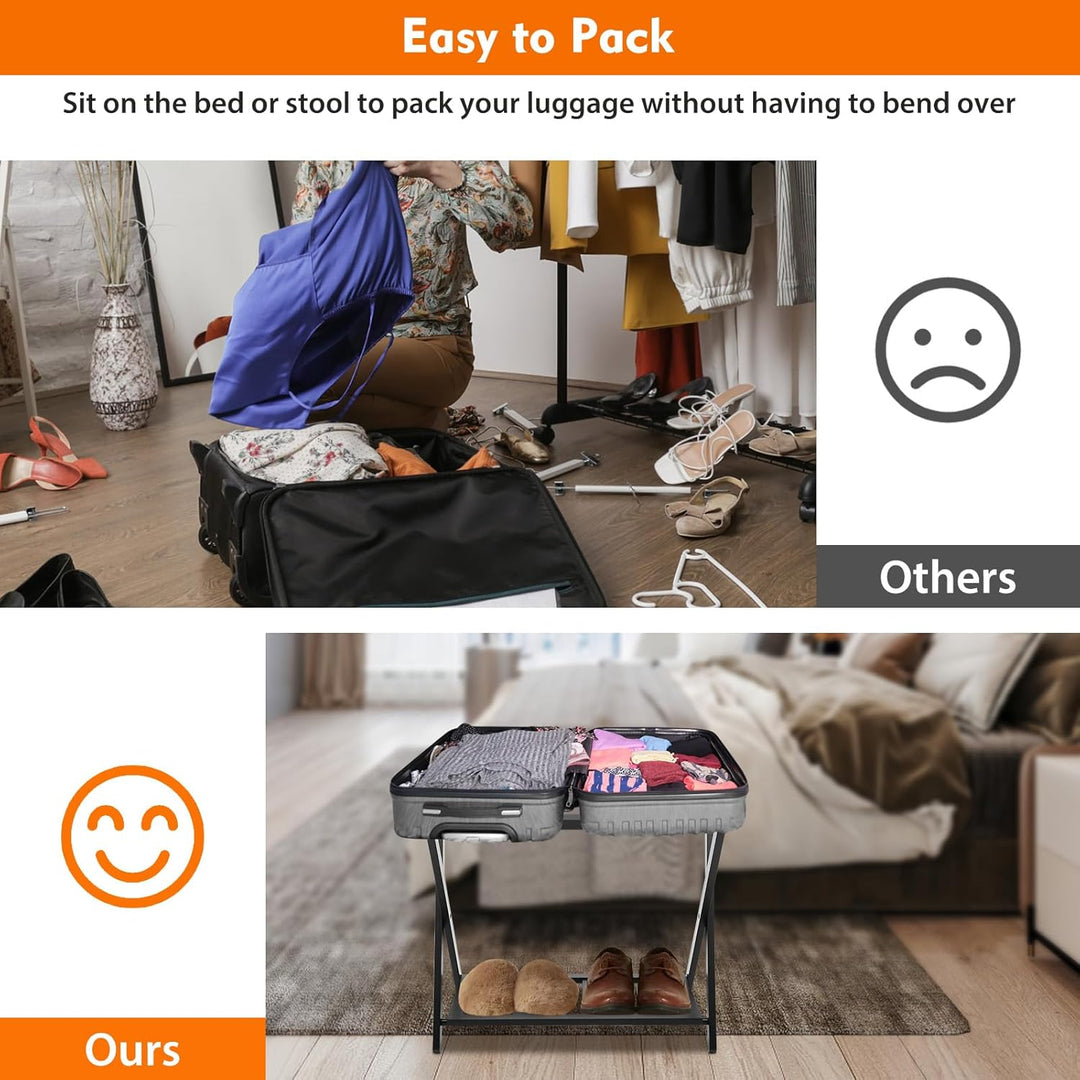 TuliperMood Kofferständer, Kofferständer klappbar, Gepäckträger Reisekoffer Schuhablage Halter Bambu