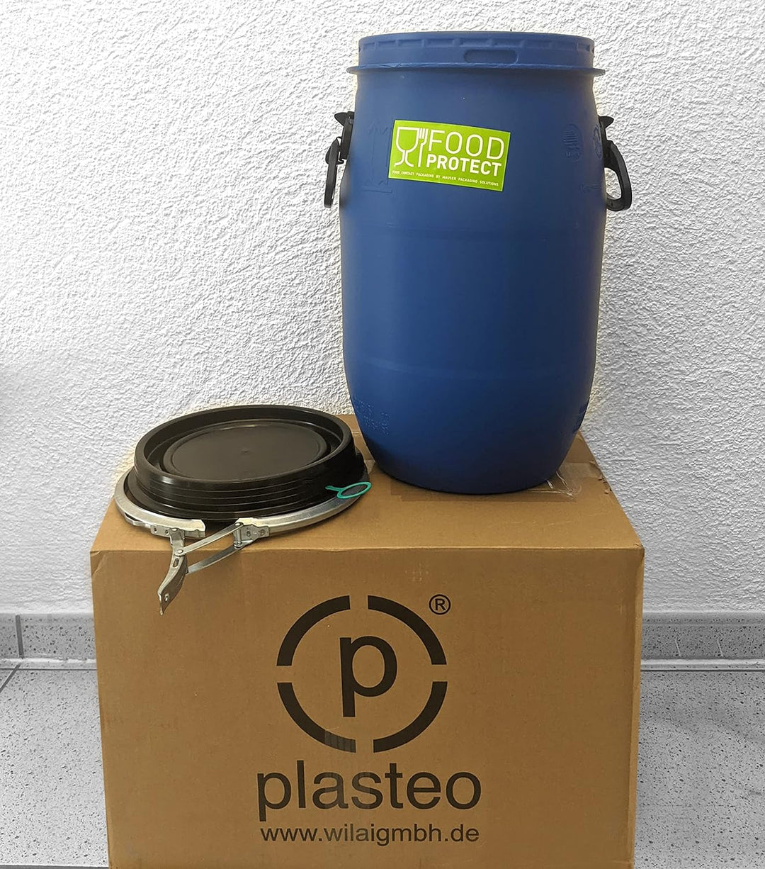 plasteo® 2 Stück 30 Liter Deckelfass lebensmittelecht FDA-Zulassung UN-Zulassung IKG Gütezeichen Kun