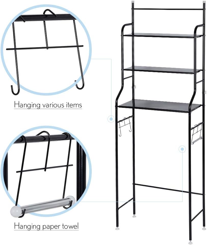 3-Tiers lackierter Stahl Toilettenregal WC-Regal Badezimmer Regal Aufbewahrungsregal für Badezimmer,