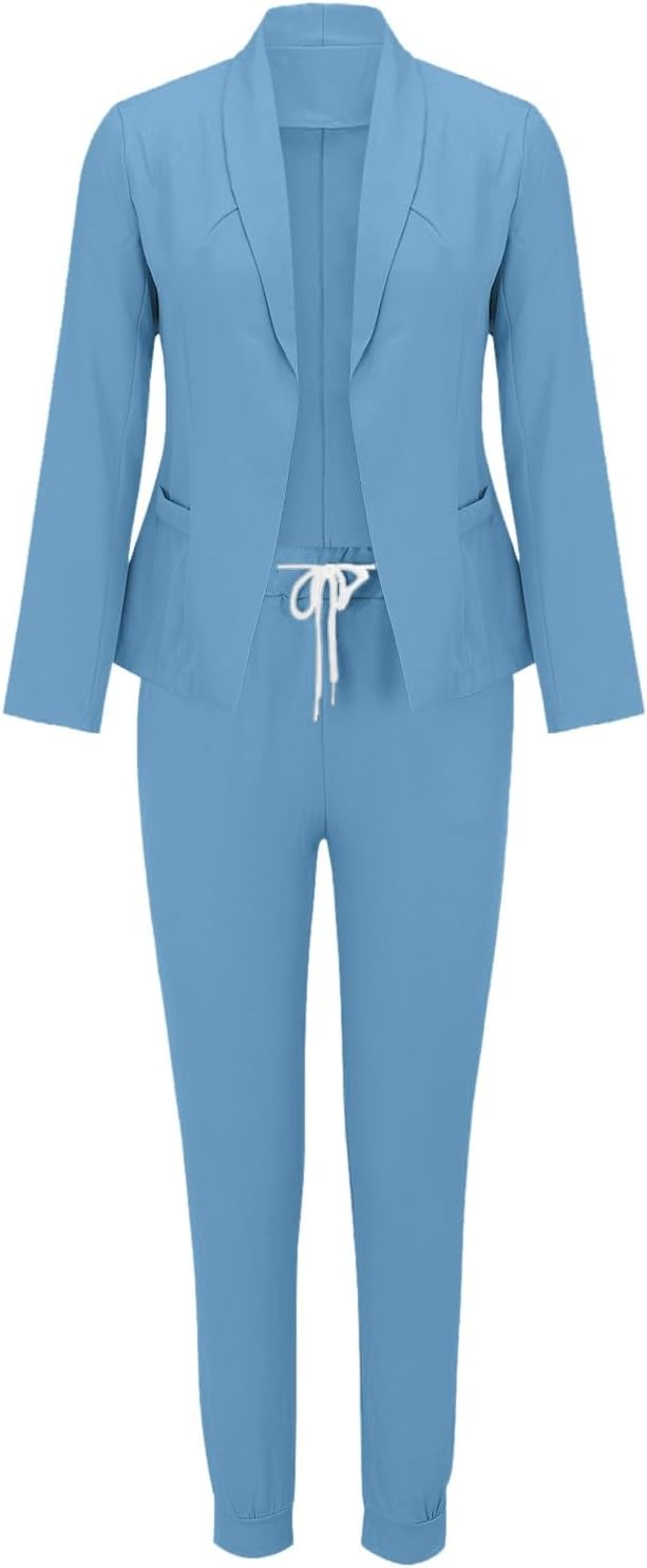 Damen Elegant Business Anzug Set 2-teilig Hosenanzug Blazer Hose Anzug Karo Kariert Zweiteiler Slimf