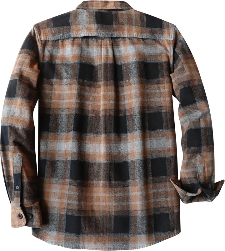 Dubinik® 6 oz Flanellhemd Herren Flanellhemden Herren Langarm Regular Fit Kariert Button Down Warm F