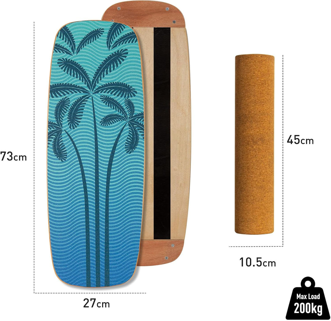 Leogreen Balance Board aus Holz, Balance Board für Indoor-Surfen und Skaten, Gleichgewichtsboard für