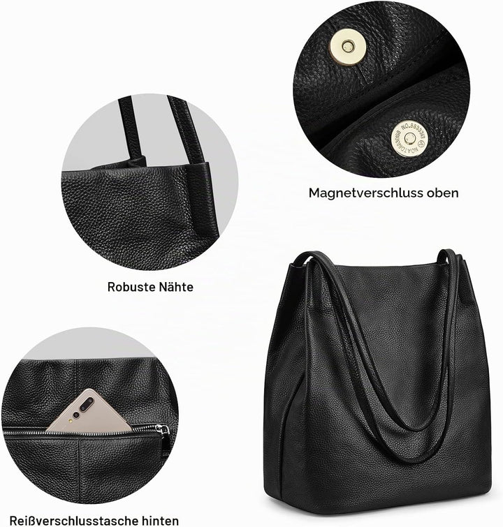 Kattee Damen weiche Echtleder Totes Umhängetasche Geldbörsen und Handtaschen mit oberem Magnetversch
