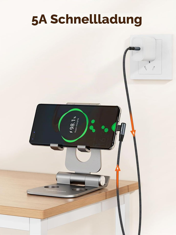 CableCreation USB C zu USB C Kabel, 6.6ft USB C Ladekabel mit 90 Grad Winkel Ende 100W USB C Kabel N