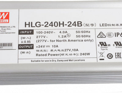 HLG-240H-24B LED Netzteil Trafo Mean Well HLG-240H-24B SNT 24V/DC/0-10A/ 240W IP67 LED Transformator