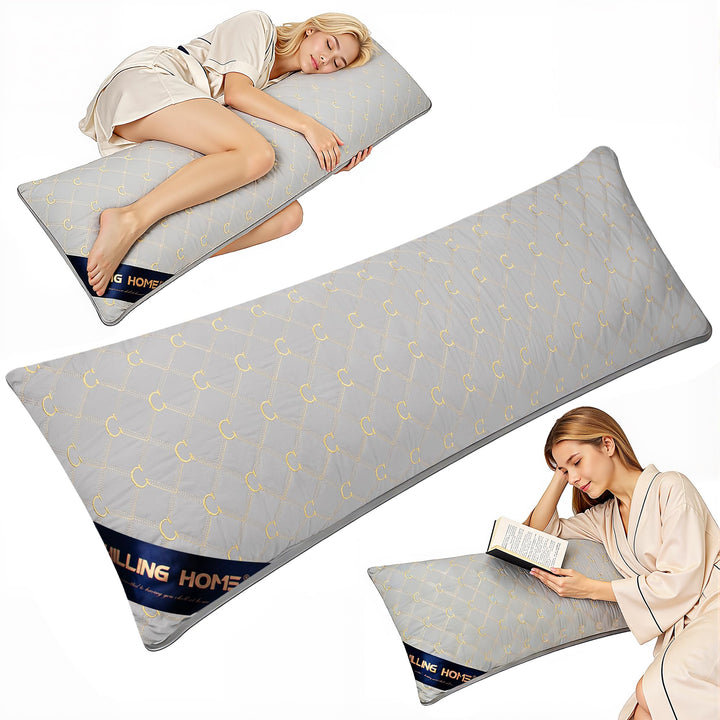 Chilling Home Seitenschläferkissen mit Bezug, Bestickte Schwangerschaftskissen Body Pillow, 137 x 53