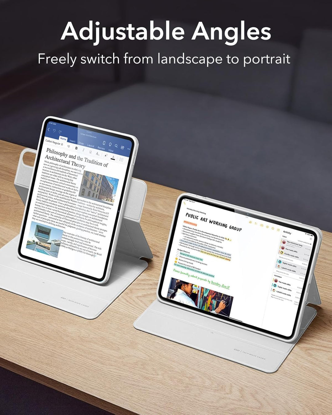 ESR für iPad Air 13 Zoll M4/M3/M2 Hülle, iPad Air 2026/2025/2024 Hülle Stifthalter, abnehmbare magne