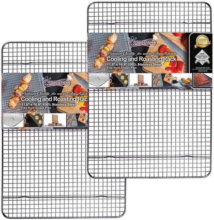 KITCHENATICS Edelstahl-Grillrost & Auskühlgitter, passt auf Backbleche für das Backen von Keksen und