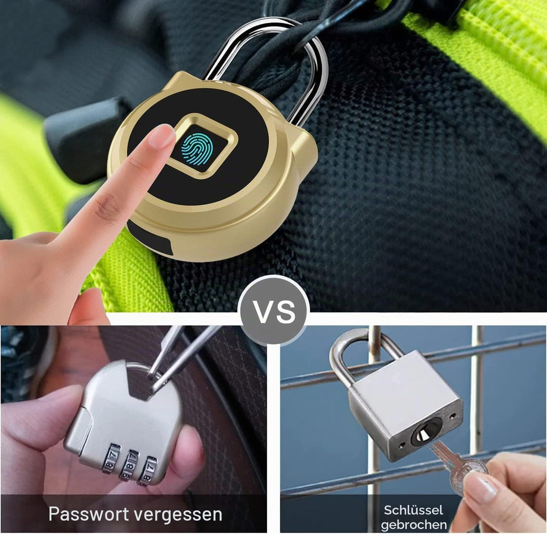 Vorhängeschloss Fitnessstudio Wetterfest Zahlenschloss - Fingerabdruck Bluetooth App eLinkSmart kein