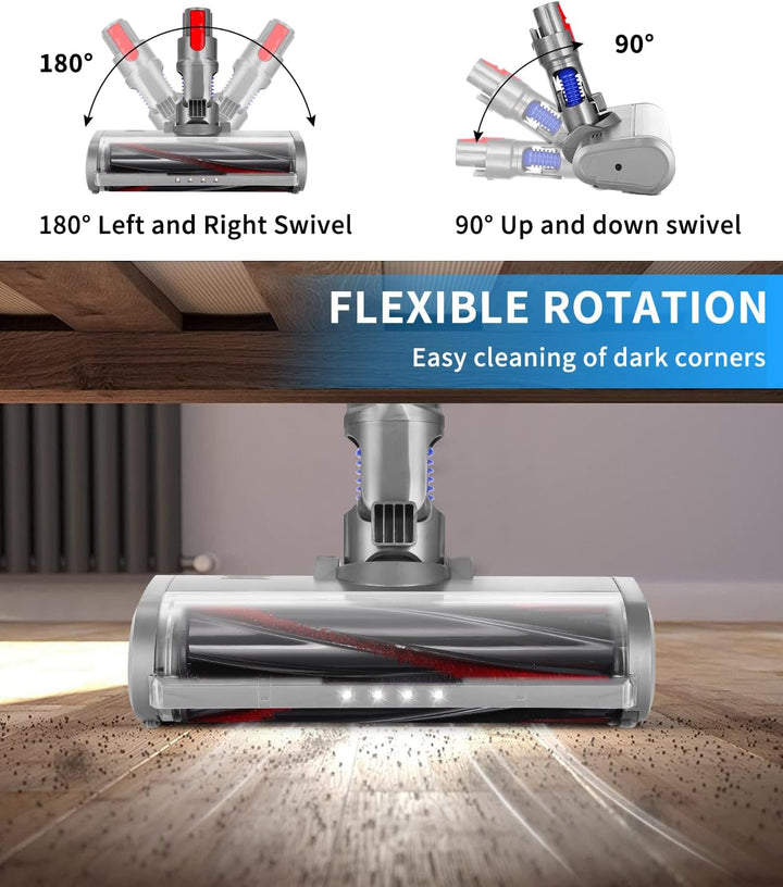 Bürste Kompatibel mit Dyson V7, V8, V10, V11, V15,Ersatzteile für Bodendüse mit 4 LEDs, Bürstenkopf